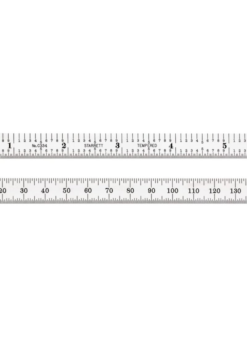 Starrett Starrett Full Flexible Steel Rule with Satin Chrome Finish Quick Reading and Inch Graduations  534 Length 34 Graduation Type 04mm Thickness  C334150  - Image 1