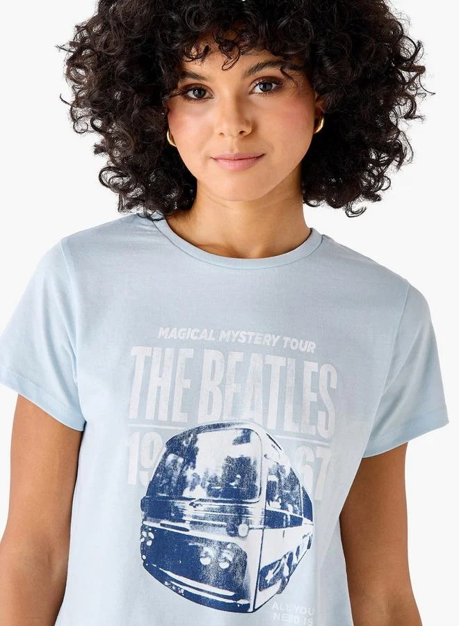 SP Characters Cotton T-shirt with The Beatles Print
