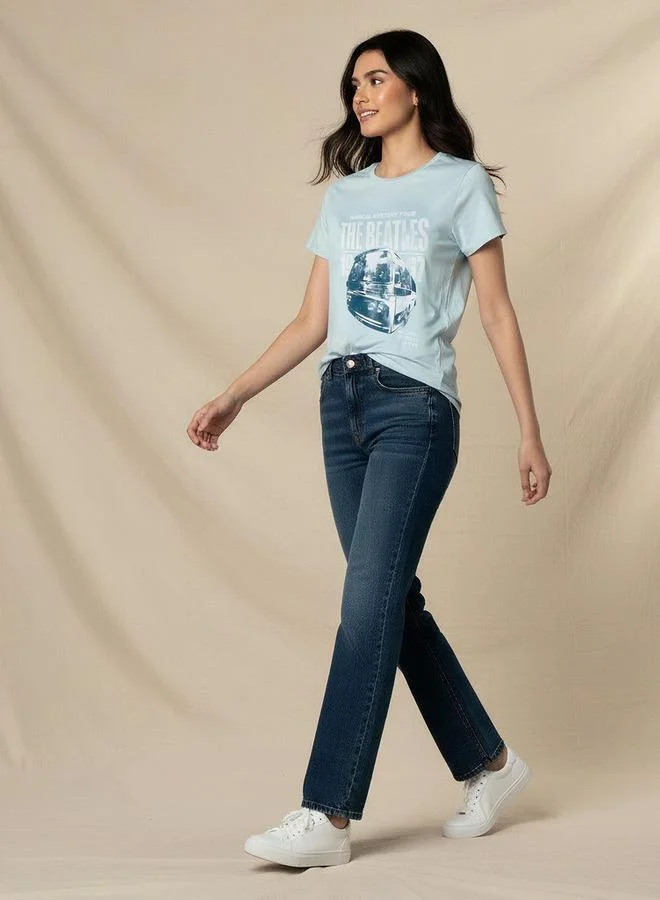 SP Characters Cotton T-shirt with The Beatles Print