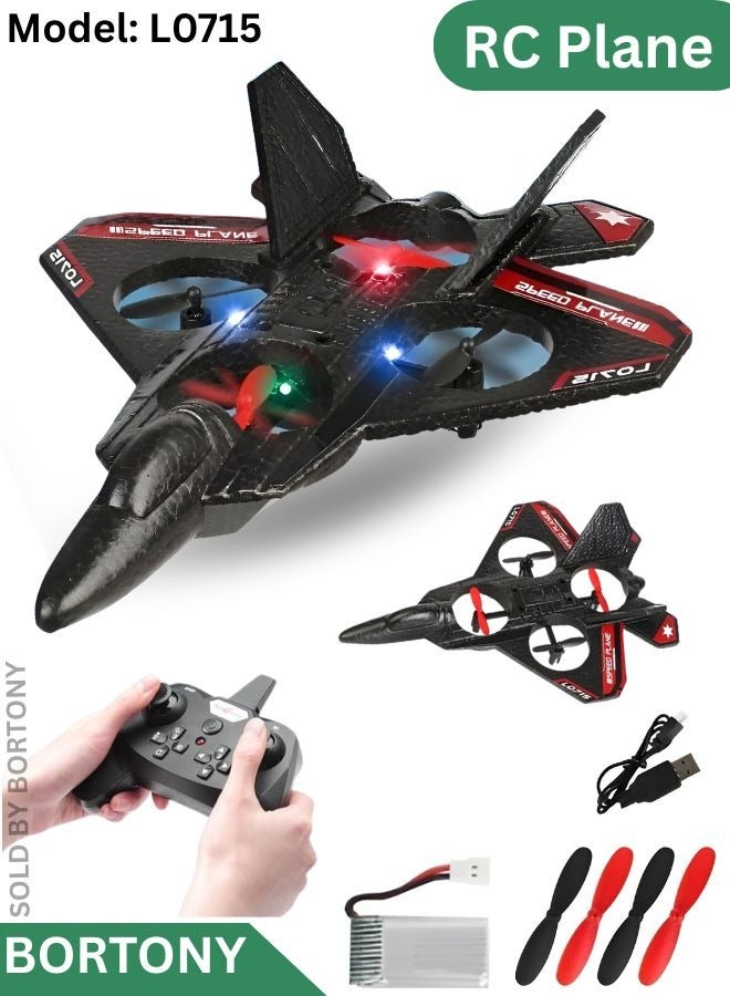 RC Aeroplane Helicopter L0715, RTF 2.4GHz 6-axis Quadcopter RC Plane Drone with LED Night Lights, 3D Flip 360° Stunt Roll One Key Takeoff/Landing Drone Toy for Kids and Adults