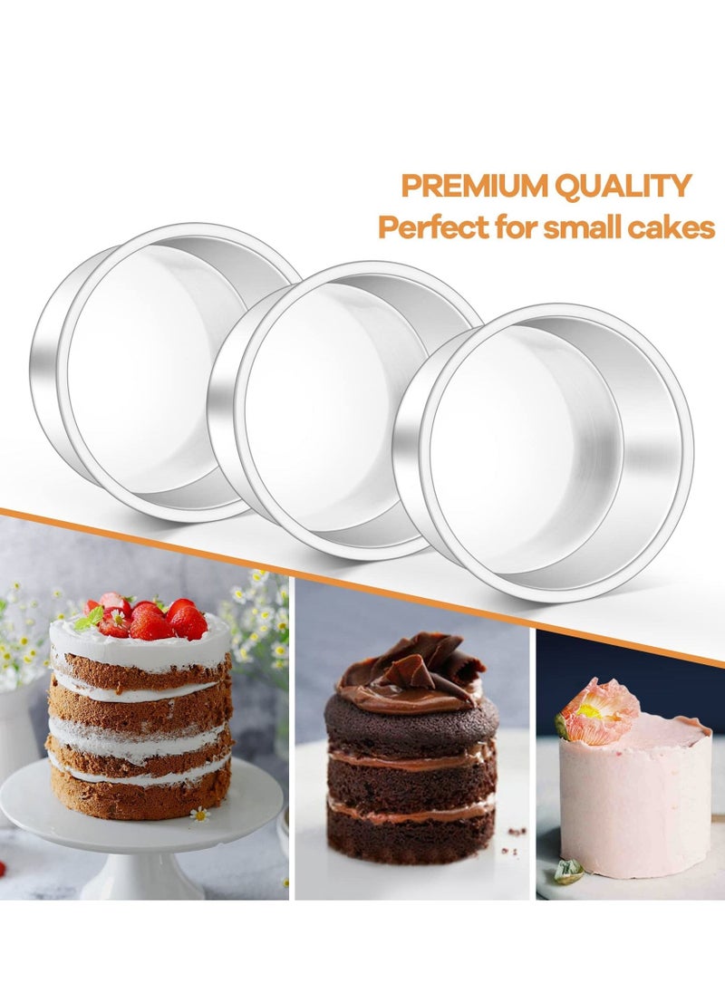 KASTWAVE - 2 Pack 4 inch Baking Round Cake Mould Non-Stick Deep Aluminum Round Cake Pan with Removable Bottom for Birthday Cake Baking Round Cake Tin Set with Loose Base - Image 1