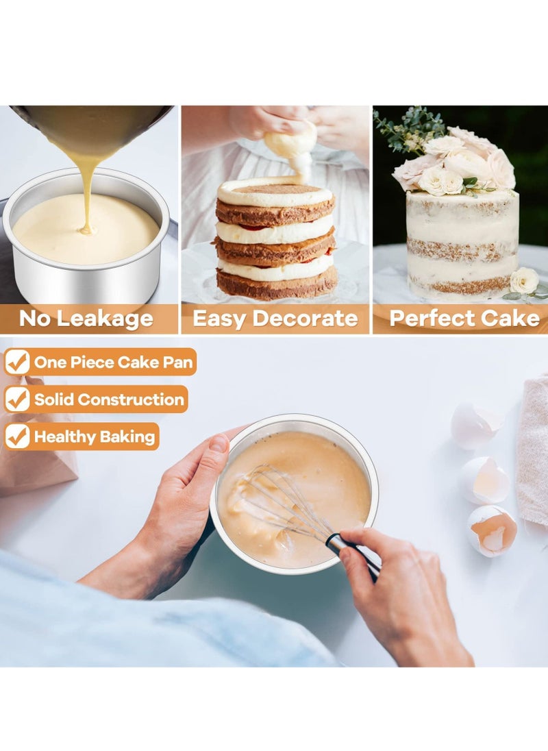KASTWAVE - 2 Pack 4 inch Baking Round Cake Mould Non-Stick Deep Aluminum Round Cake Pan with Removable Bottom for Birthday Cake Baking Round Cake Tin Set with Loose Base - Image 1