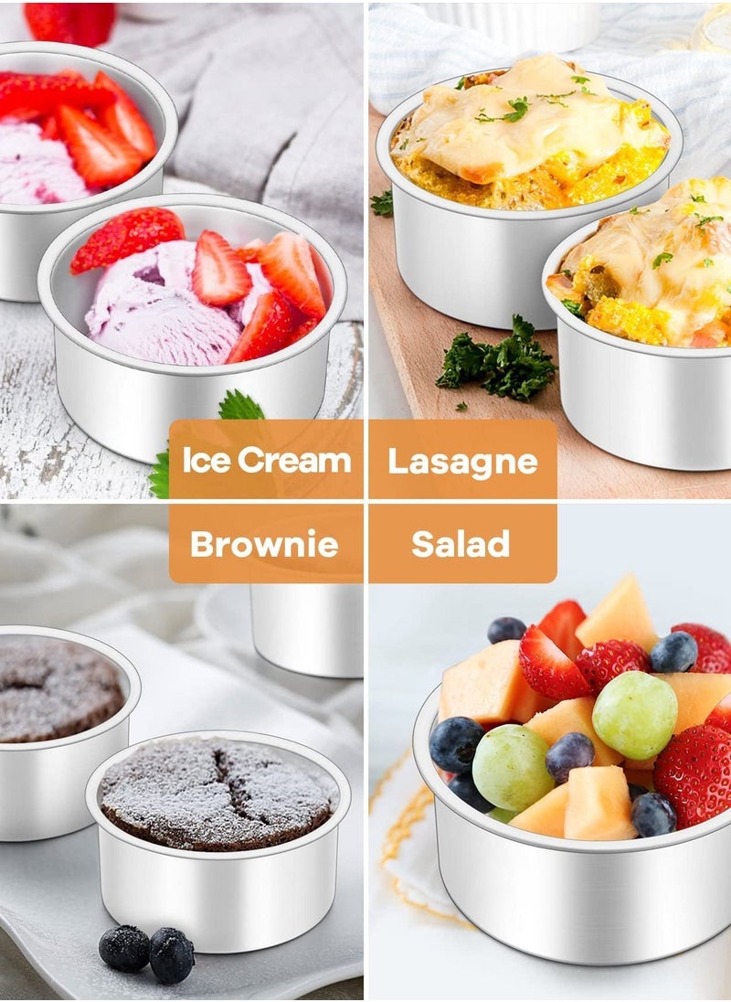 KASTWAVE - 2 Pack 4 inch Baking Round Cake Mould Non-Stick Deep Aluminum Round Cake Pan with Removable Bottom for Birthday Cake Baking Round Cake Tin Set with Loose Base - Image 1