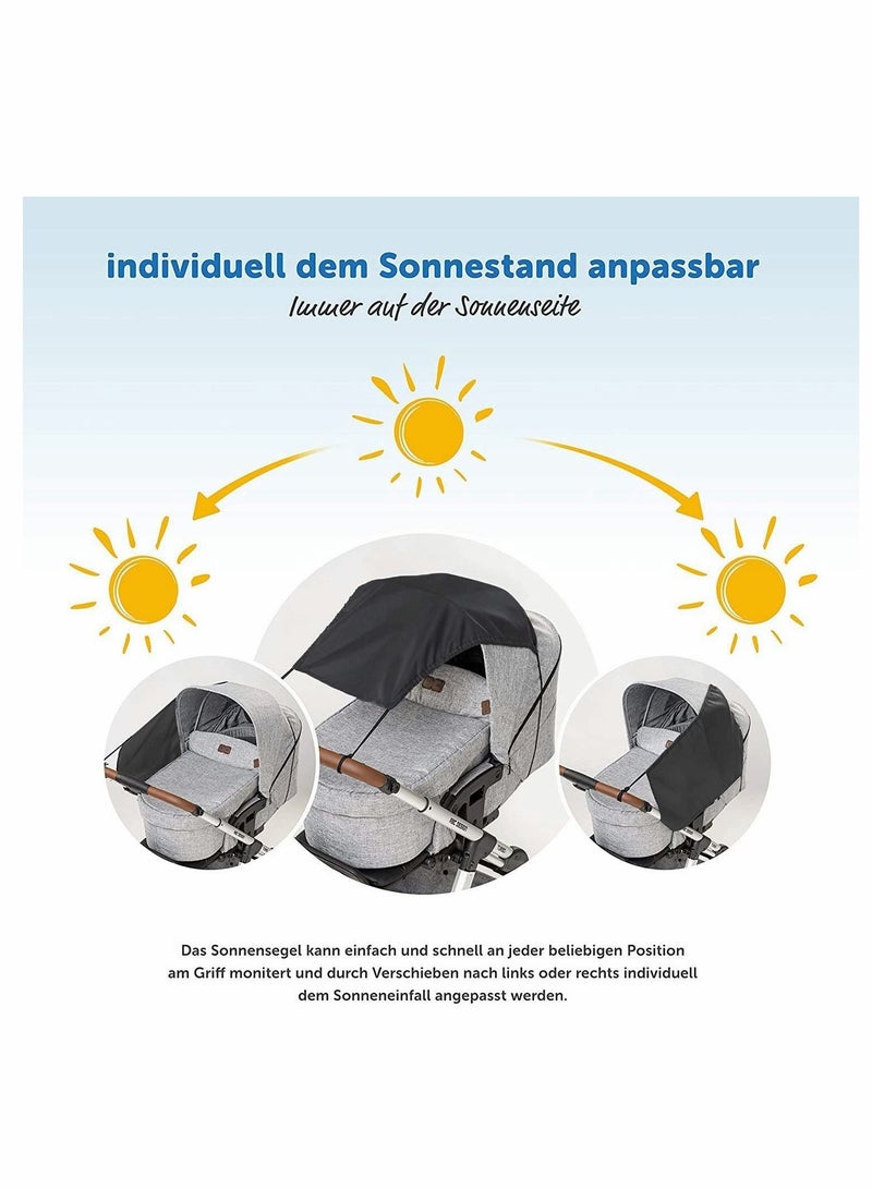 Excefore Universal Pram Sunshade for Pushchair Buggy and Carrycot Sun Sail Stroller with UV Protection 50+ Sun Shade Blackout Blind for Parasol Pushchair Sun Protection Universal Fit Pram - Image 3
