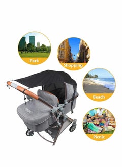 Excefore Universal Pram Sunshade for Pushchair Buggy and Carrycot Sun Sail Stroller with UV Protection 50+ Sun Shade Blackout Blind for Parasol Pushchair Sun Protection Universal Fit Pram  - Image 4