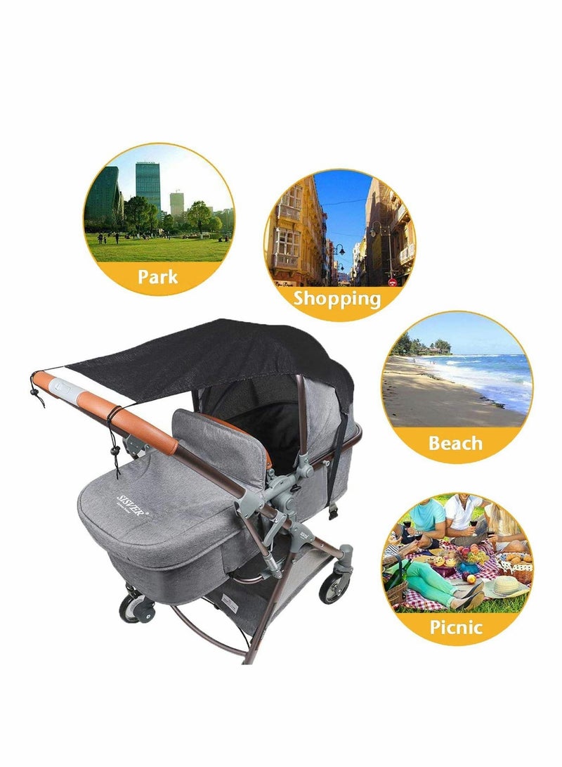 Excefore Universal Pram Sunshade for Pushchair Buggy and Carrycot Sun Sail Stroller with UV Protection 50+ Sun Shade Blackout Blind for Parasol Pushchair Sun Protection Universal Fit Pram - Image 4