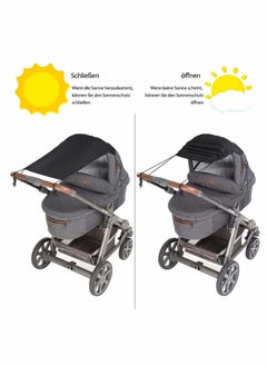 Excefore Universal Pram Sunshade for Pushchair Buggy and Carrycot Sun Sail Stroller with UV Protection 50+ Sun Shade Blackout Blind for Parasol Pushchair Sun Protection Universal Fit Pram  - Image 5