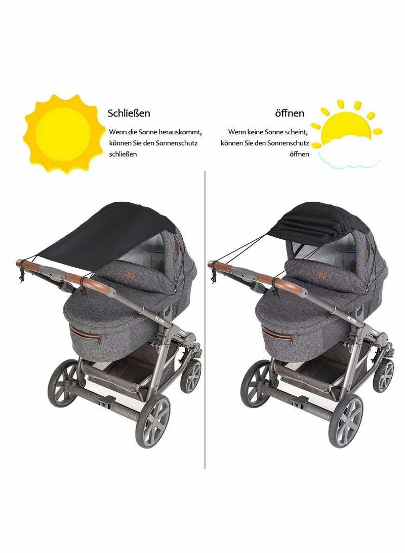Excefore Universal Pram Sunshade for Pushchair Buggy and Carrycot Sun Sail Stroller with UV Protection 50+ Sun Shade Blackout Blind for Parasol Pushchair Sun Protection Universal Fit Pram - Image 5