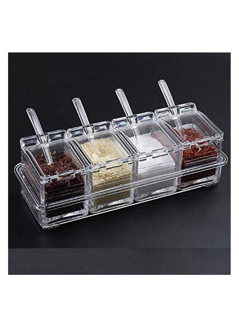 Generic - Other Set of 4 kitchen acrylic spice container jar condiment dispenser salt - Image 1