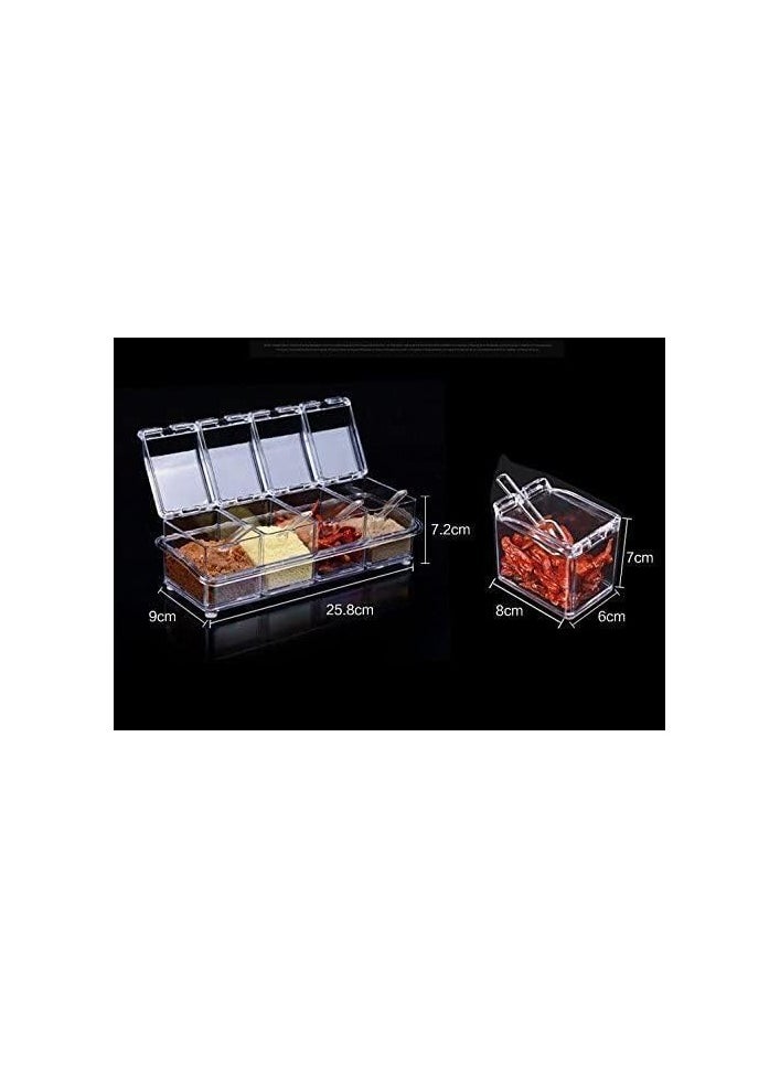 Generic - Other Set of 4 kitchen acrylic spice container jar condiment dispenser salt - Image 1