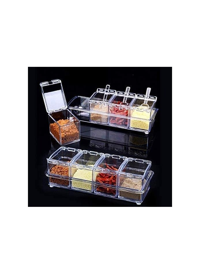 Generic - Other Set of 4 kitchen acrylic spice container jar condiment dispenser salt - Image 1