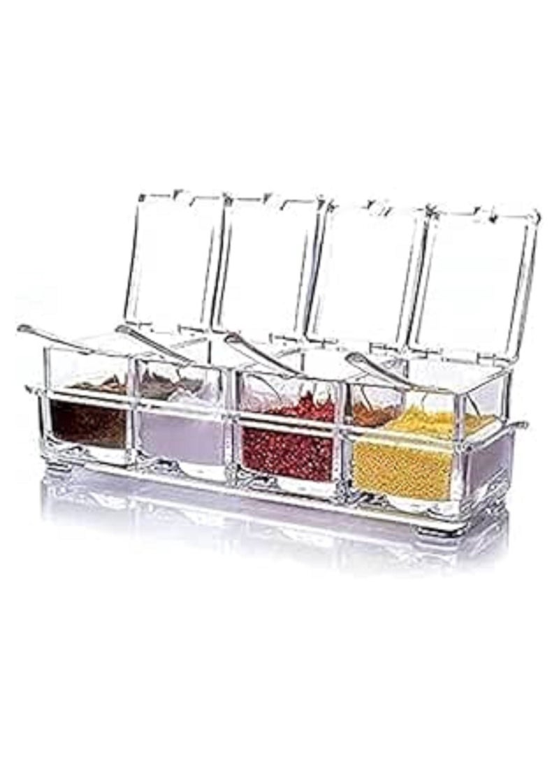 Generic - Other Set of 4 kitchen acrylic spice container jar condiment dispenser salt - Image 1