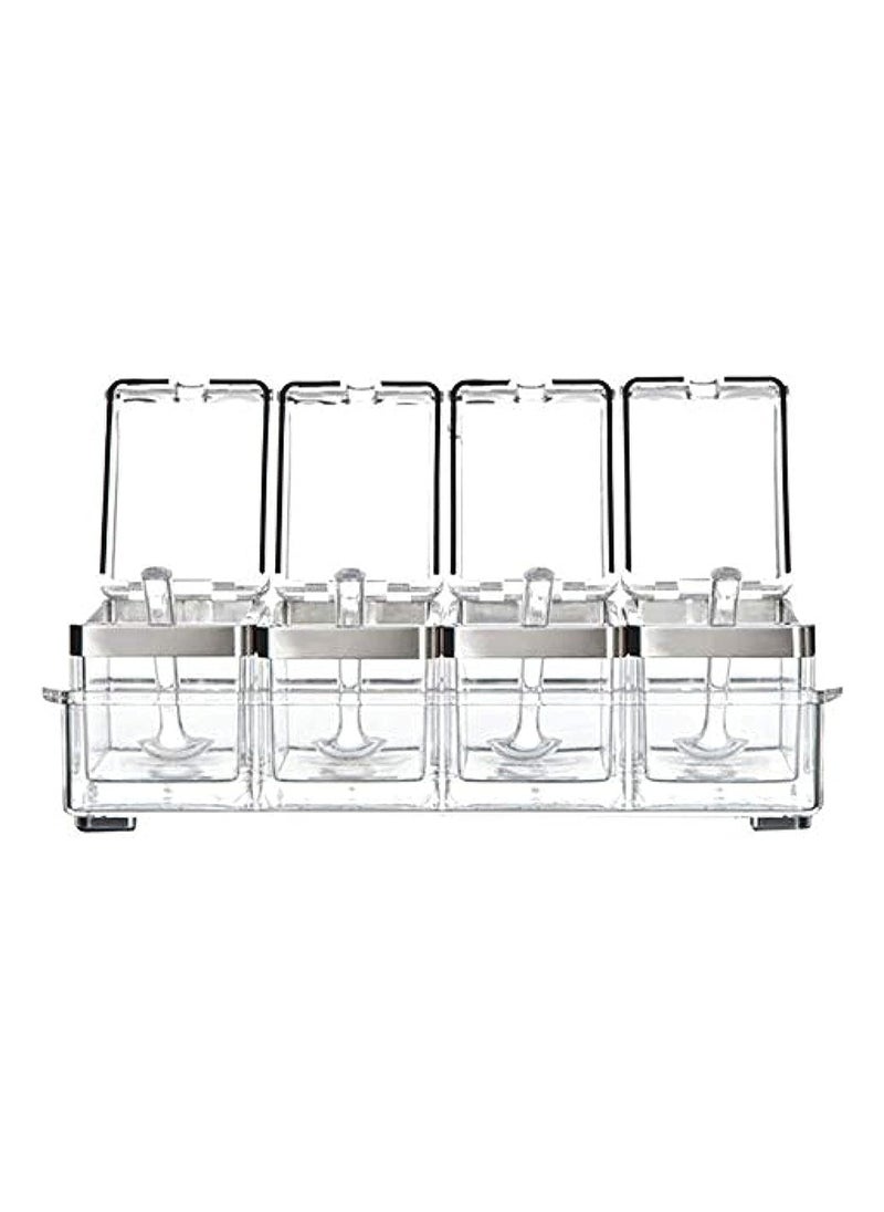 Generic - Other Set of 4 kitchen acrylic spice container jar condiment dispenser salt - Image 1