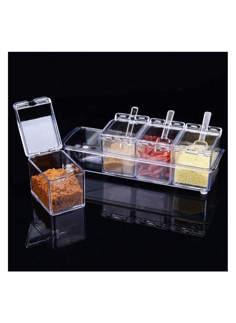 Generic - Other Set of 4 kitchen acrylic spice container jar condiment dispenser salt - Image 1