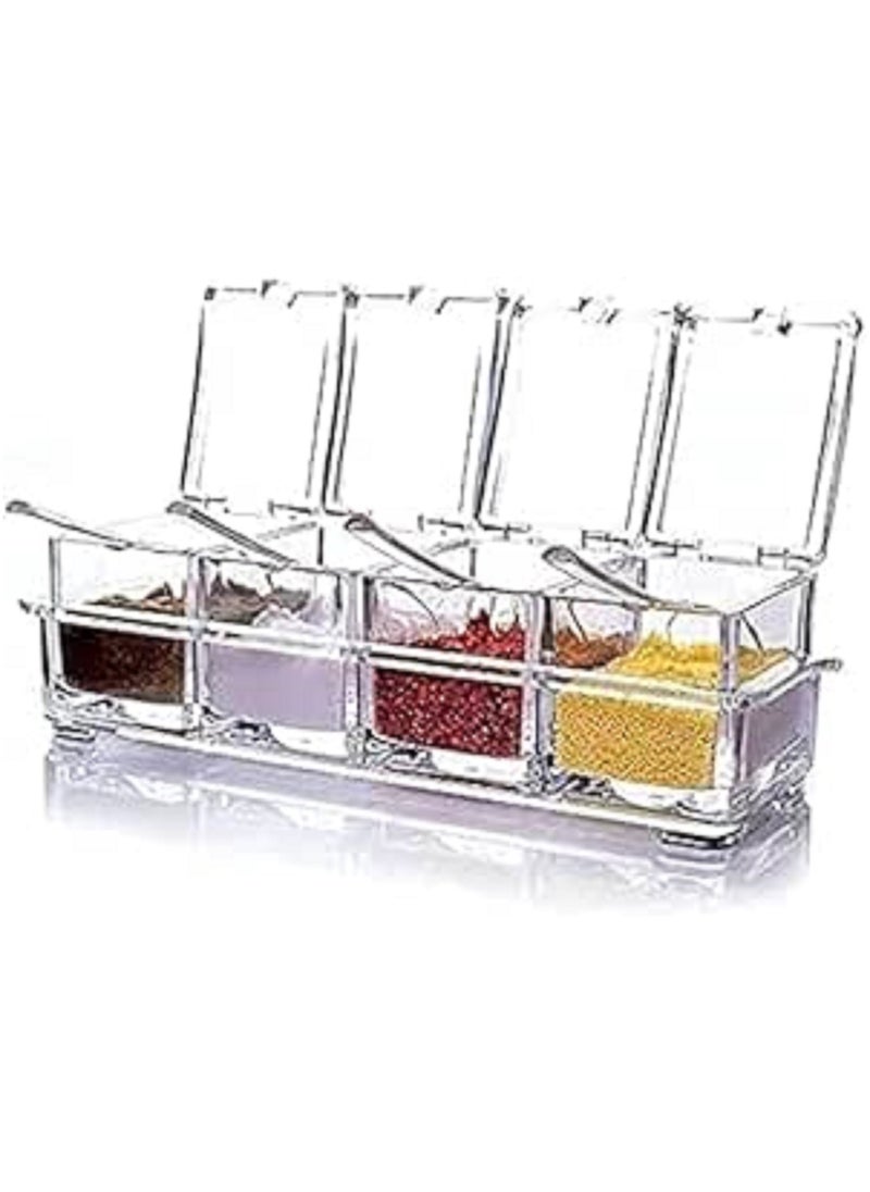 Generic - Other Set of 4 kitchen acrylic spice container jar condiment dispenser salt - Image 1