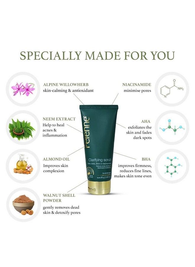 PERENNE Clarifying Clay Scrub For Oily Acne Prone Skin For Men And Women Detoxify And Purify Skin; Pore Minimiser Reduces Acne And Scars Enriched With Goodness Of Antioxidants 80 Gm - Image 3