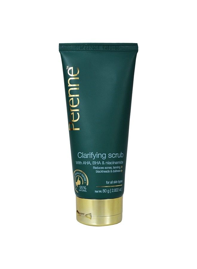 PERENNE Clarifying Clay Scrub For Oily Acne Prone Skin For Men And Women Detoxify And Purify Skin; Pore Minimiser Reduces Acne And Scars Enriched With Goodness Of Antioxidants 80 Gm - Image 1