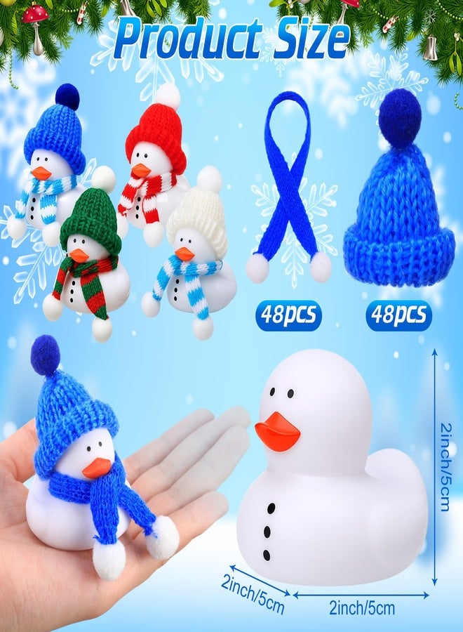 Jerify 48 Pack Winter Snowman Rubber Duck Bulk Bath Christmas Rubber Duck with Fur Hat Scarf 4 Styles Snowman Winter Santa Hat Gift Bag Filler Bathroom Christmas Party Holiday Favors - Image 2