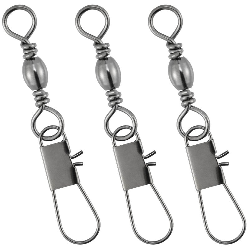 Dr.Fish 50 Pack Fishing Snap Swivels, Barrel Swivels Fishing Tackles, Stainless Steel Safty Interlock Snaps Leader Line Lure Connector Fresh&Saltwater #14 - Image 1