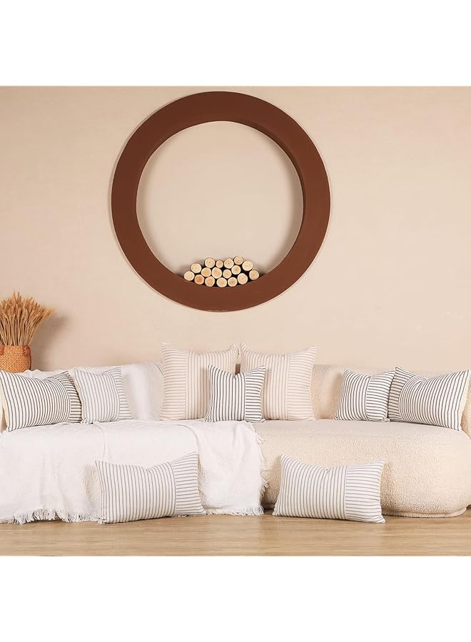 erorex Throw Pillow Covers 45×45Cm Farmhouse Pillow Covers Striped Throw Pillow Cover Decor Indoor Outdoor Pillow Accent Case Set Of 2 Farmhouse Pillow Covers For Sofa Bedroom Black - Image 3