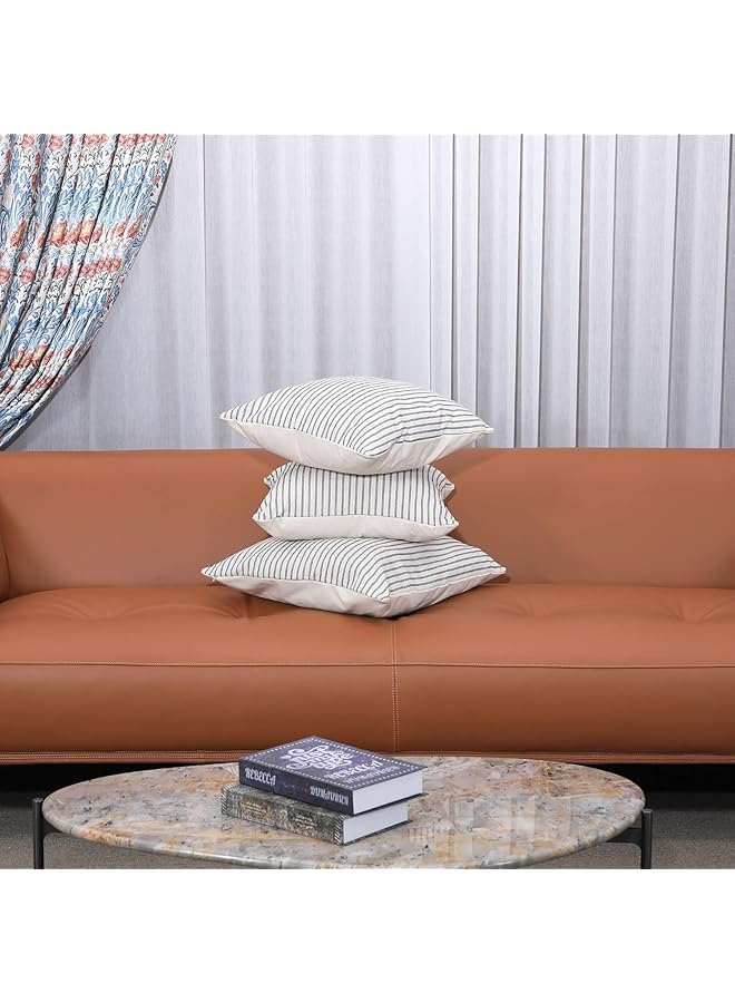 erorex Throw Pillow Covers 45×45Cm Farmhouse Pillow Covers Striped Throw Pillow Cover Decor Indoor Outdoor Pillow Accent Case Set Of 2 Farmhouse Pillow Covers For Sofa Bedroom Black - Image 5