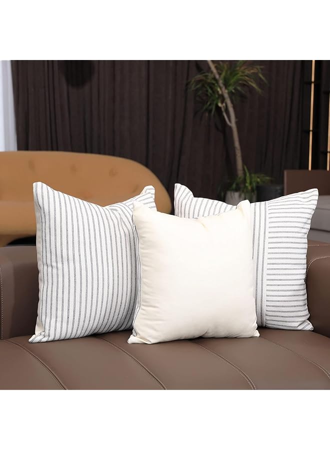 erorex Throw Pillow Covers 45×45Cm Farmhouse Pillow Covers Striped Throw Pillow Cover Decor Indoor Outdoor Pillow Accent Case Set Of 2 Farmhouse Pillow Covers For Sofa Bedroom Black - Image 4