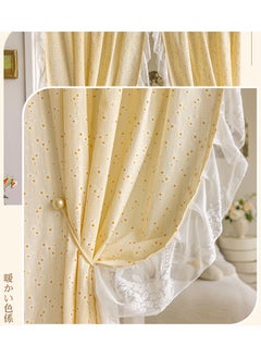 Generic Cute French curtains French lace ruffle leaf edge lace short curtain retro curtain milk wind door curtain small Zouju beige. Ruffle leaf edge. (wear pole type) a piece(Width 153 * Height 100cm)  - Image 4