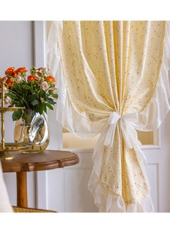 Generic Cute French curtains French lace ruffle leaf edge lace short curtain retro curtain milk wind door curtain small Zouju beige. Ruffle leaf edge. (wear pole type) a piece(Width 153 * Height 100cm)  - Image 2