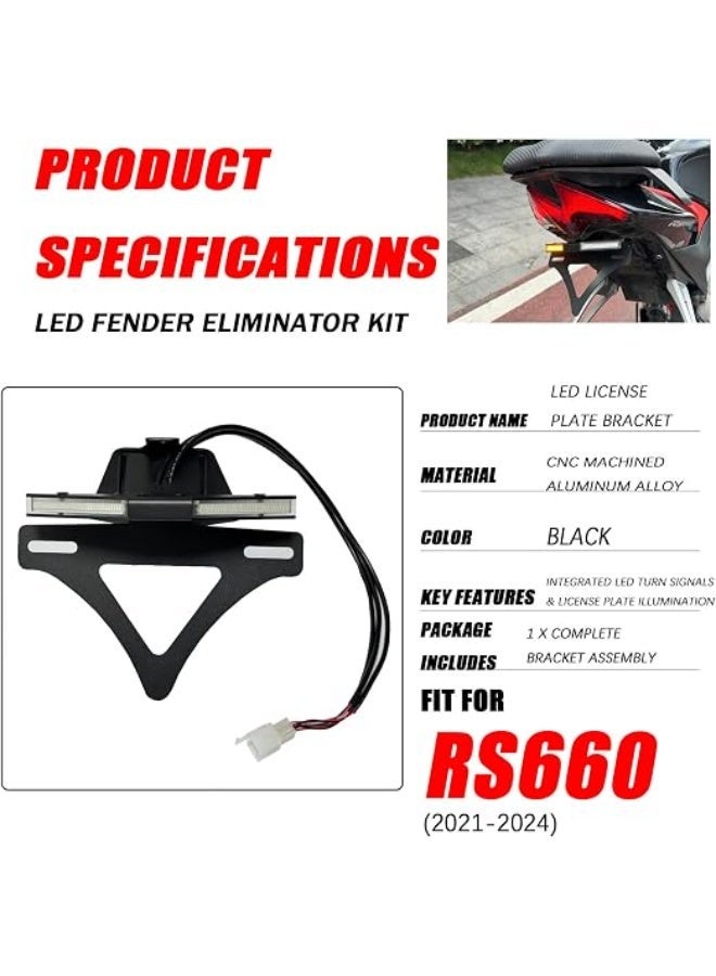 Otilli Motorcycle Tail Tidy Fender Eliminator Compatible with Aprilia RS660 RS 660 (2021-2026) RSV4 FACTORY (2021-2024) Tail Tidy Fender Eliminator Kit License Plate Holder with LED Light Fits for RS660 - Image 2
