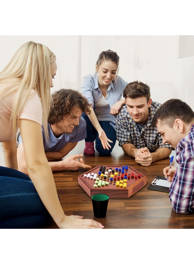 1 Deluxe Wooden Chinese Checkers Game Set - 12-Inch Hexagonal Board With Storage Drawer, 60 Acrylic Pieces, Classic Family Strategy Game, Perfect For Family Gatherings - Image 4