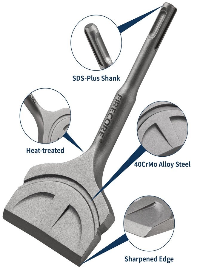 Firecore إزميل SDS Plus، رؤوس إزالة بلاط Firecore مقاس 3 بوصات × 6.5 بوصات لملحقات مثقاب المطرقة الدوارة SDS Plus، أداة إزميل مسطحة للتقشير بمجرفة فولاذية لإزالة ملاط البلاط الأسمنتي الرقيق والفينيل - Image 2