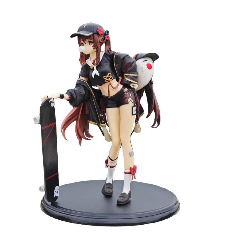 GOLEHS Genshin Impact Hu Tao Skateboard Figurine â€“ 9 Inches Tall, 7 Inches Wide â€“ Collectible Action Figure - Image 1