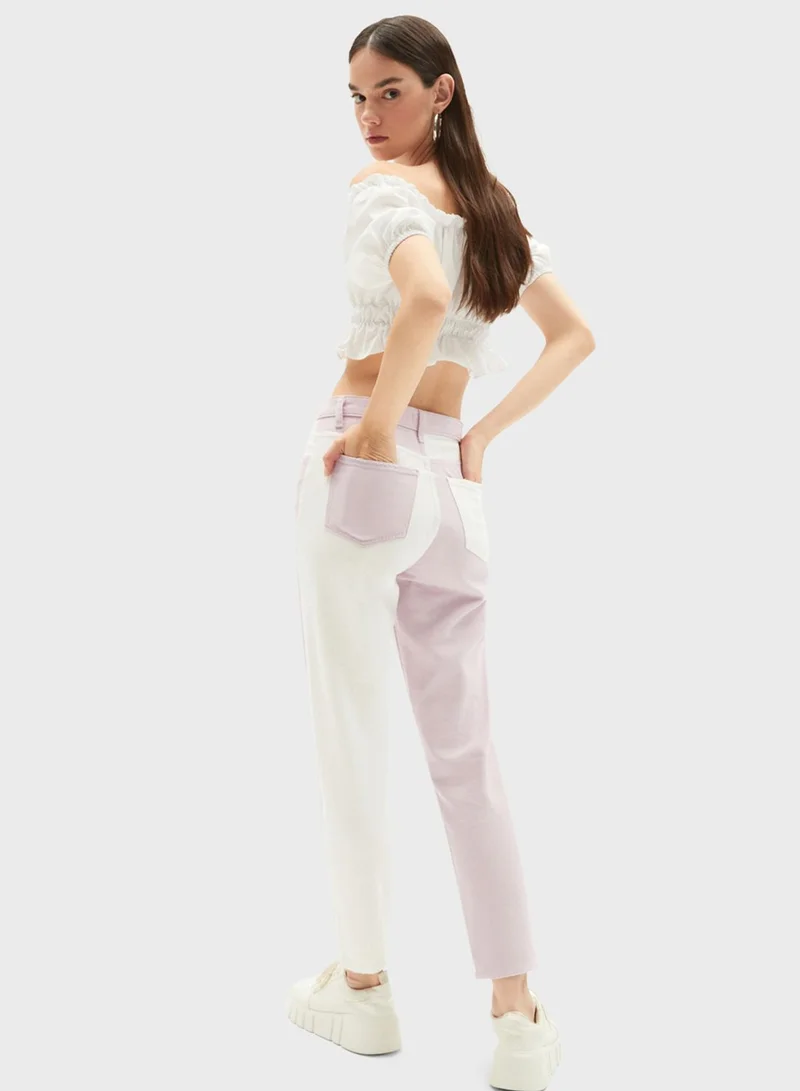 JUNE Color Block High Waist Pants