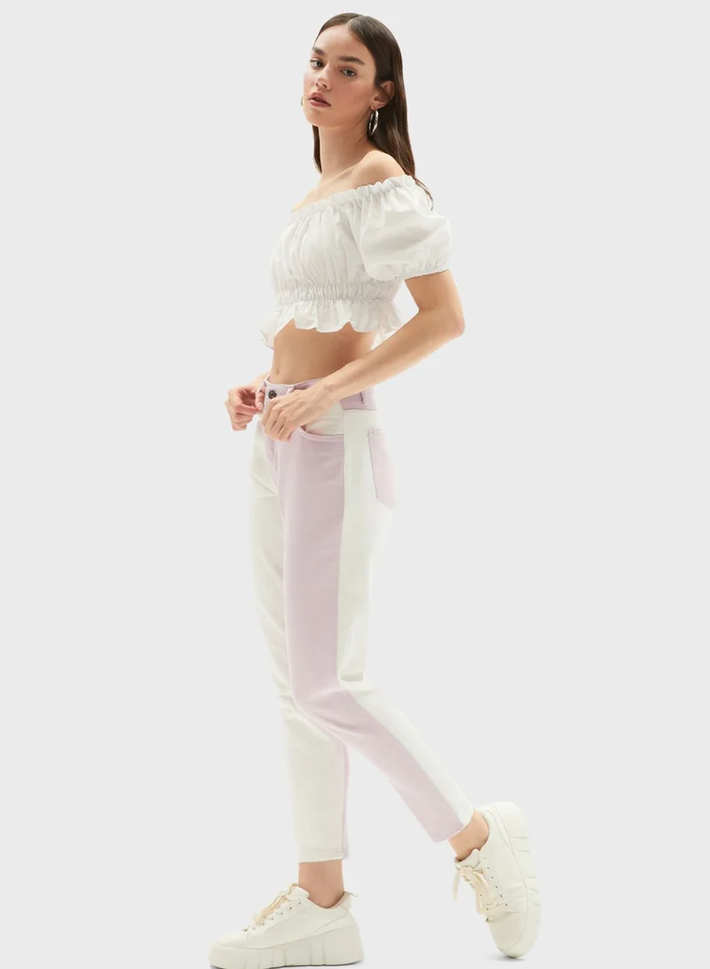 JUNE Color Block High Waist Pants