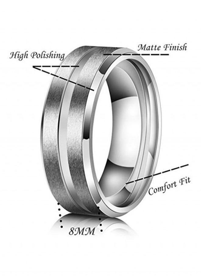 NIBEMINENT Titanium Beveled Edges High Polished Grooved Center Ring  - Image 3