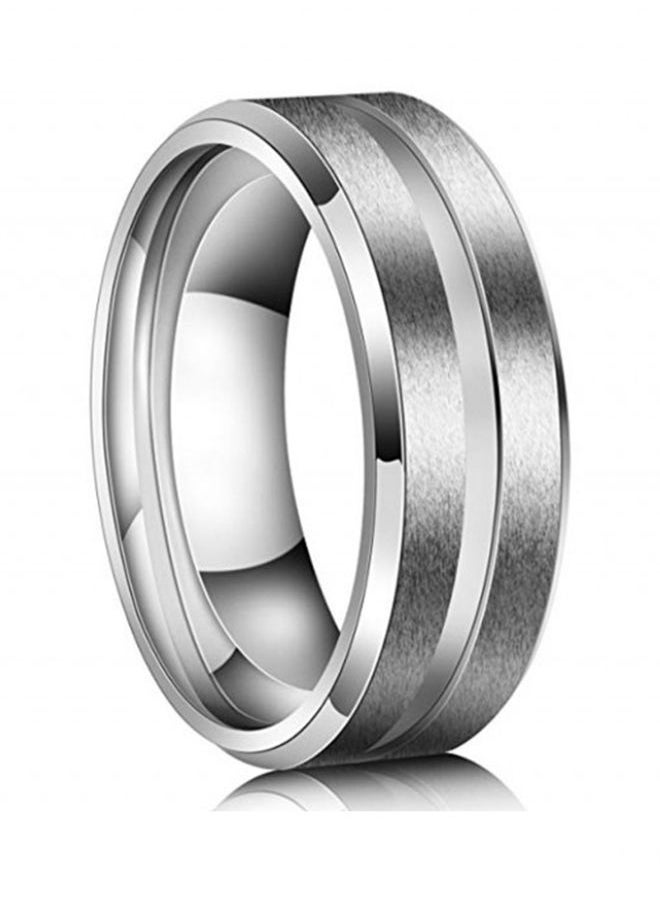 NIBEMINENT Titanium Beveled Edges High Polished Grooved Center Ring  - Image 2