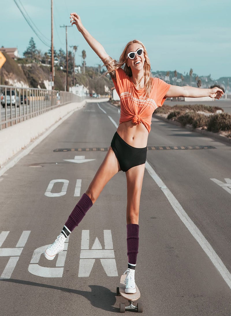 دافئات الساقين المحبوكة المضلع للنساء في الشتاء - 2 زوج من أكمام الساقين بدون أصابع للباليه للرقص واليوغا والرياضة - دافئات قدم مريحة للفتيات النشيطات - Image 4