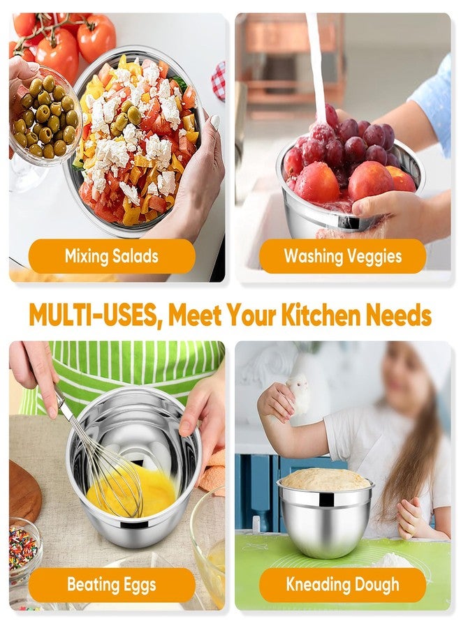 TeamFar Mixing Bowl Set of 5, 4.5/3/1.5/1/0.7 QT, Stainless Steel Metal Nesting Salad Bowl with Lid Set, Ideal for Mixing Serving, Non-Toxic & Sturdy, Airtight Lid & Easy Clean, Black - Image 5