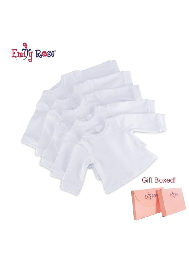 Emily Rose Emily Rose 18 Inch Doll Clothes Value Basics 5-Pack Long Sleeved Bright White 18-in Doll T-Shirts | Compatible with 18" American Girl Dolls  - Image 1