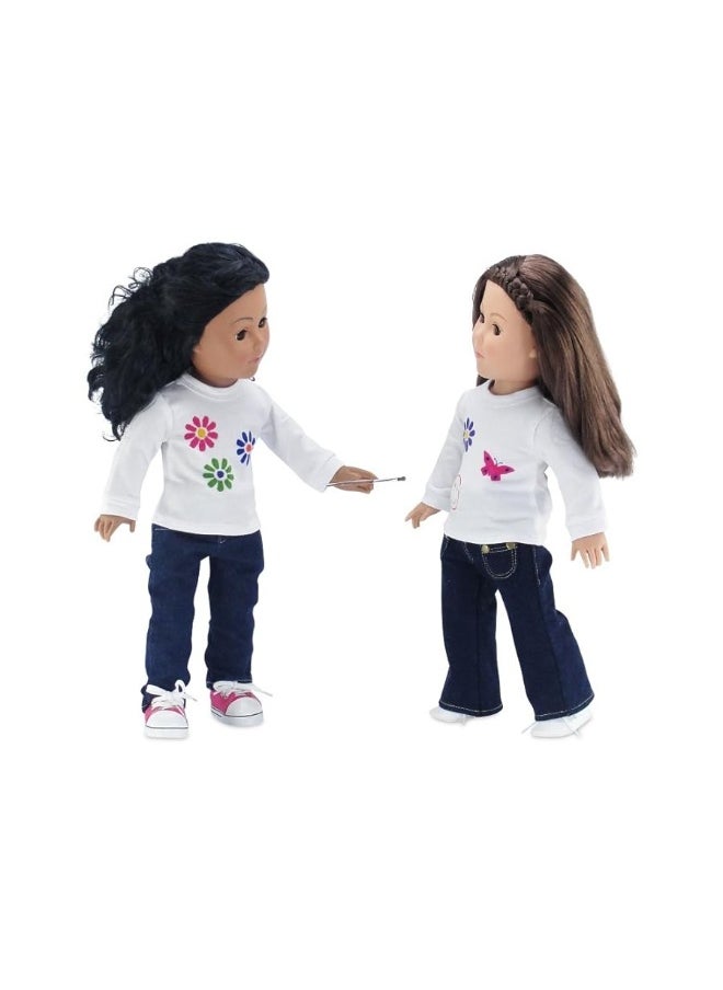 Emily Rose Emily Rose 18 Inch Doll Clothes Value Basics 5-Pack Long Sleeved Bright White 18-in Doll T-Shirts | Compatible with 18" American Girl Dolls  - Image 4