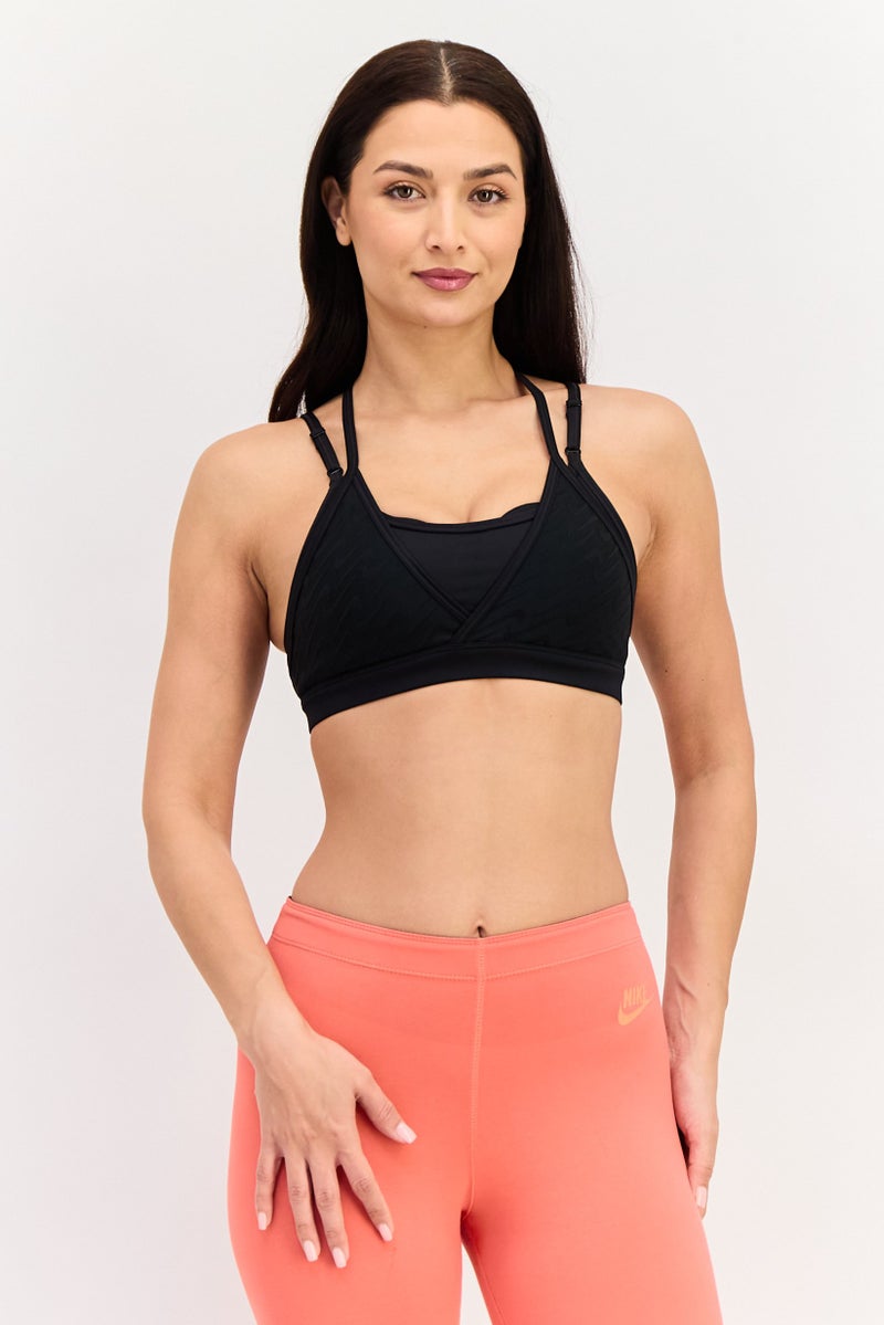 Nike Women Brand Logo Lightly Padded Indy Icon Clash Strappy Sports Bra, Black - Image 1