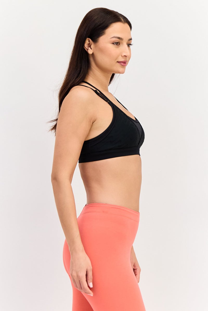 Nike Women Brand Logo Lightly Padded Indy Icon Clash Strappy Sports Bra, Black - Image 4