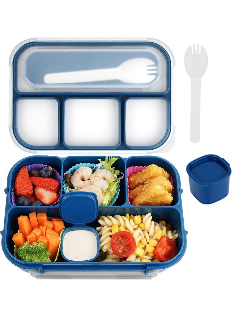 Beauenty Lunch Box Kids, Bento Box Adult Lunch Box, Lunch Containers for Adults/Kids/Toddler,1300ML-4 Compartment Microwave & Dishwasher & Freezer Safe,BPA Free(Blue) - Image 1