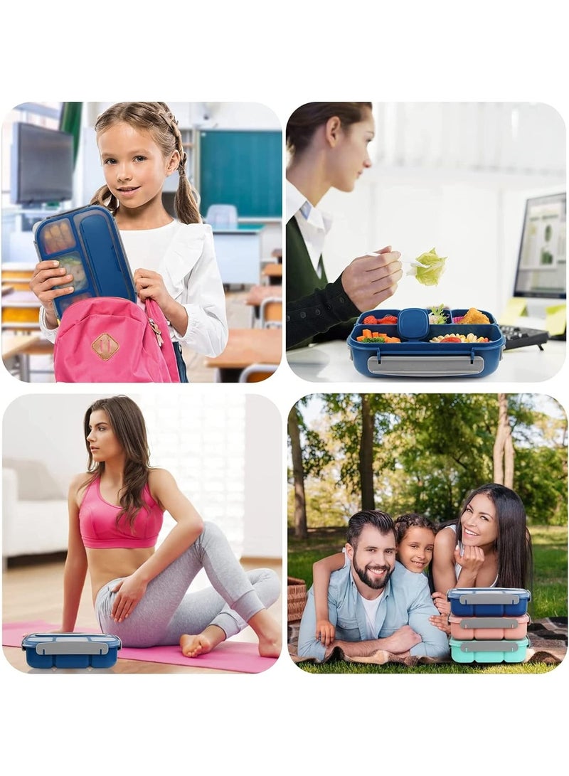 Beauenty Lunch Box Kids, Bento Box Adult Lunch Box, Lunch Containers for Adults/Kids/Toddler,1300ML-4 Compartment Microwave & Dishwasher & Freezer Safe,BPA Free(Blue) - Image 3
