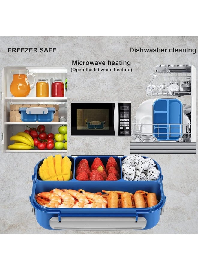 Beauenty Lunch Box Kids, Bento Box Adult Lunch Box, Lunch Containers for Adults/Kids/Toddler,1300ML-4 Compartment Microwave & Dishwasher & Freezer Safe,BPA Free(Blue) - Image 2