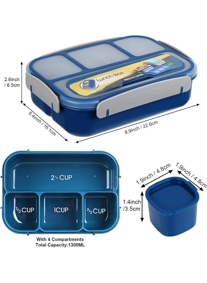 Beauenty Lunch Box Kids, Bento Box Adult Lunch Box, Lunch Containers for Adults/Kids/Toddler,1300ML-4 Compartment Microwave & Dishwasher & Freezer Safe,BPA Free(Blue) - Image 5