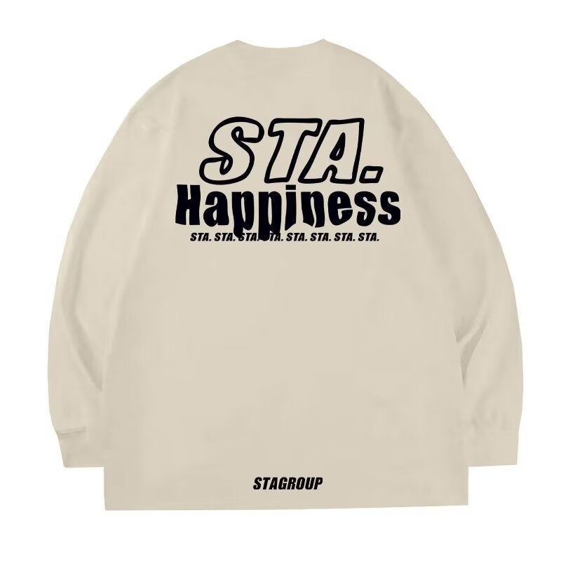 Letter Print Men'S Long-Sleeve T-Shirt, Ins Style, Pullover, Loose Fit, Pure Cotton, Inner Layer, Trendy, Versatile, Antibacterial - Image 1