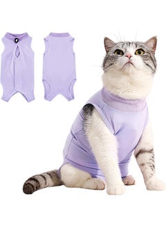 HY Cat Surgery Recovery Suit Kitten Onesie for Cats After Surgery Female Breathable Kitty Spay Suit for Abdominal Wound Skin Diseases E-Collar Alternative Wear(Purple,L)  - Image 1