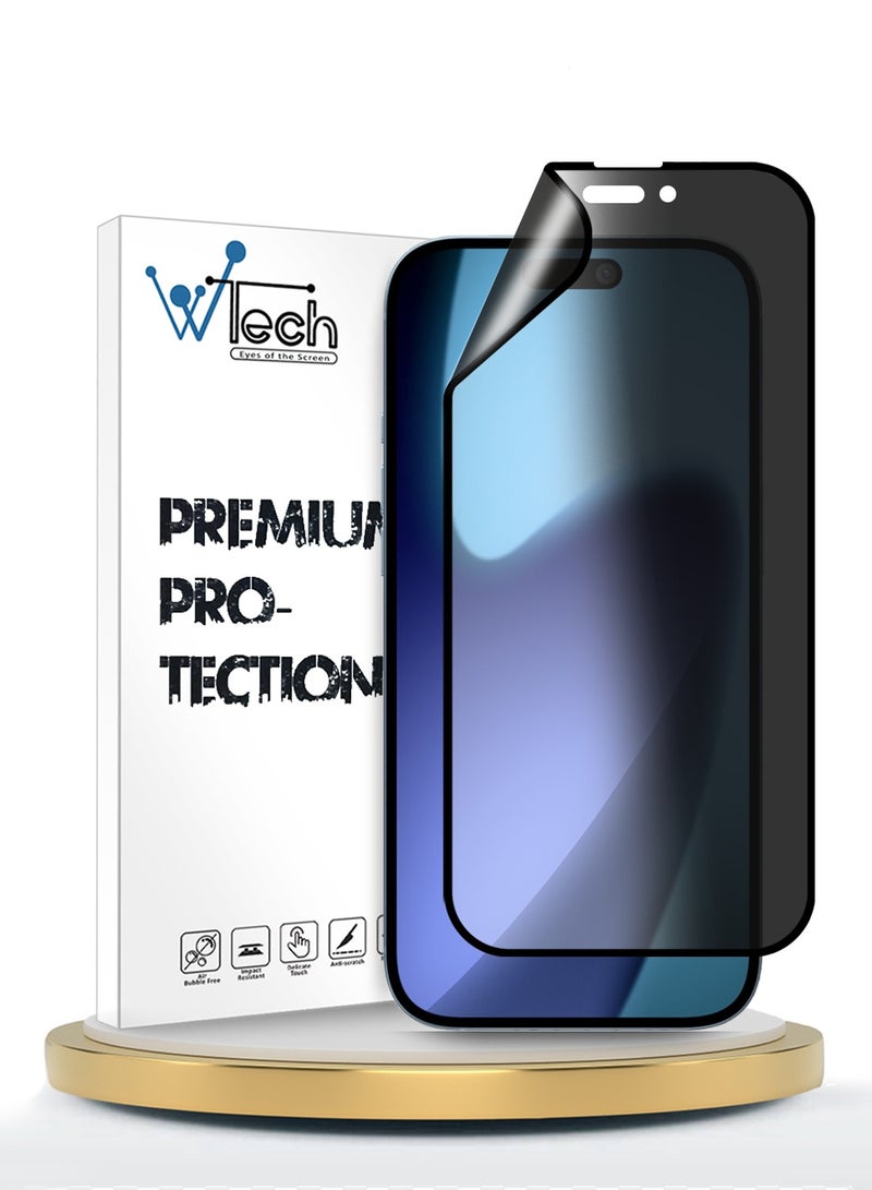 Wtech Apple iPhone 17 Pro Max 5G 2025 Premium Nano Ceramic Privacy Full Glue Full Cover Matte Flexible Screen Protector (MSCNMP) - Clear/Black - Image 1