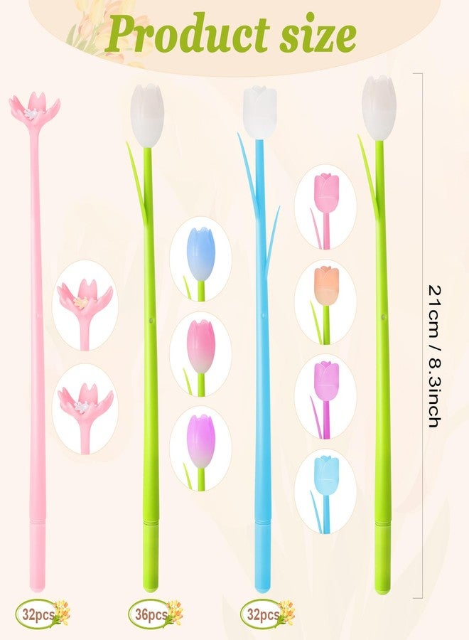 تيلينغ مجموعة أقلام حبر جاف ملونة متغيرة الألوان على شكل زهور، 100 قطعة، أقلام حبر جاف إبداعية، حبر جل، مناسبة للمدرسة والمنزل والمكتب، هدايا للأطفال والفتيات، أسود 0.5 مم (ألوان متنوعة، زهر الكرز، زهرة التوليب، وردة) - Image 2